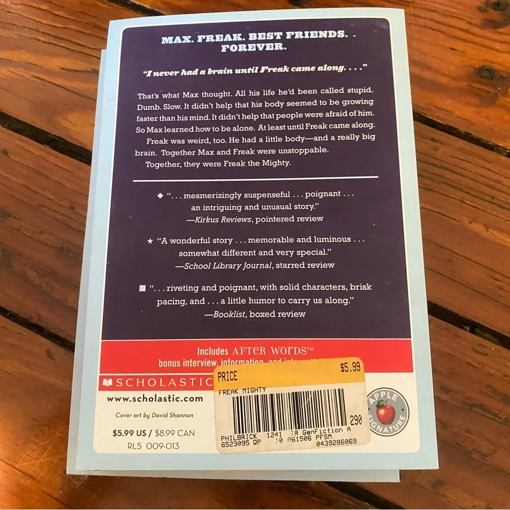 🧩 4/$20 FREAK THE MIGHTY by Rodman Philbrick paperback CLASSIC CHILDREN'S LIT